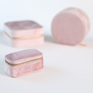 Caja de Joyería de Terciopelo con Cierre, Personalizable con Logotipo, Mini Caja de Almacenamiento de Joyería de Lujo Azul para Viajes, para Anillos y Pulseras - Product Image 5