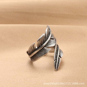 Feather <b>Ring</b> Men's Retro <b>Silver</b> Stainless Steel Animal Design Punk Style Gift Jewelry - Product Image 4