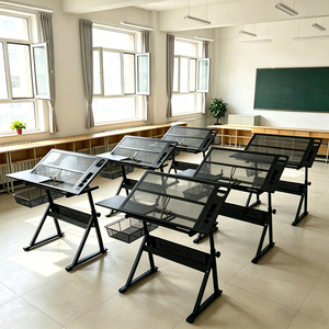 Table de <span class=keywords><strong>dessin</strong></span> inclinable pour artiste, moderne, durable, réglable en hauteur, avec plateau en verre trempé transparent, pour l'école et l'hôtel - Product Image 2