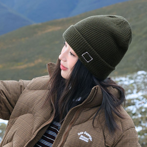 Knitted Jacquard Beanie <b>Hat</b> <b>Wool</b> Casual Winter Warm Unisex Hiking Outdoor Bow & Rivet Cap for Adults - Product Image 3
