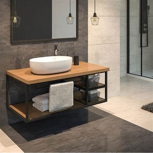 <strong>Waschtisch</strong> Mit Unterschrank Industriedesign Waschtischunterschrank Teak Metall Bathroom Sink Leg System - Product Image 1