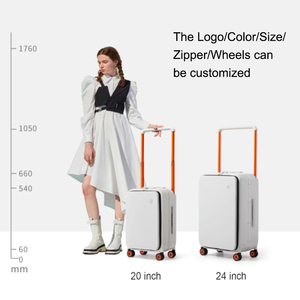 <span class=keywords><strong>Valigia</strong></span> Trolley di Alta Qualità ROHS GRS 20 24 Pollici Bianca <span class=keywords><strong>Grigia</strong></span> alla Moda con Apertura Frontale e Scomparto per Laptop - Product Image 2