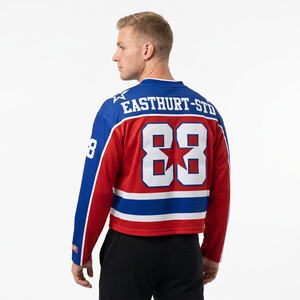 <b>Men's</b> Short Sleeve Hockey T-Shirt 100% Cotton <b>Red</b> Blue White Silk Screen Print Breathable Eco-Friendly Sporty Regular Fit - Product Image 6