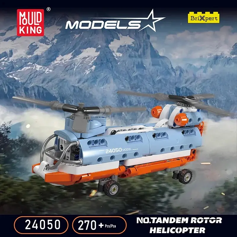 Mould King 24050 Tandem Rotor Helicopter Toys APP Motorized Plane model Building Blocks Sets Toys For Boys