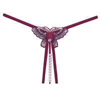 Panty Mutiara untuk Wanita, Seksi dengan Payet Bordir, Crotch Terbuka, Erotis, Transparan, Mesh, Pinggang Rendah, T-Back Thong