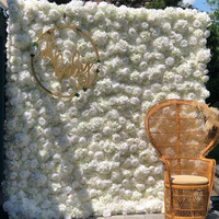 Mur de fleurs enroulable HK-FW013, toile de soie 8*8 pieds, mur de fleurs en tissu rose, panneau de rideau artificiel 3D 5D