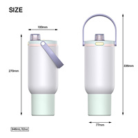 ANSHENG Vaso Térmico de Acero Inoxidable 304 de Grado Alimenticio de 40oz con Asa para Beber de Forma Segura