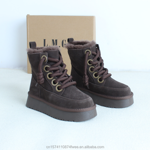 <span class=keywords><strong>Botas</strong></span> de Invierno para <span class=keywords><strong>Mujer</strong></span> de Cuero Genuino Marrón, Botines Estilo Barefoot Resistentes a las Manchas, <span class=keywords><strong>Botas</strong></span> de Nieve Estilo Country - Product Image 5