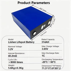 Bateria Lishen LiFePO4 <span class=keywords><strong>3</strong></span>.2V 314AH 8000 Ciclos DIY Pacote de Células 12V 24V 48V para ESS RV EV Camping Armazenamento de Energia Solar Residencial - Product Image 2