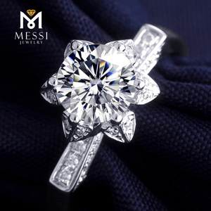 Bague <span class=keywords><strong>de</strong></span> fiançailles en or blanc 18K/14K avec <span class=keywords><strong>diamant</strong></span> Moissanite <span class=keywords><strong>1</strong></span> <span class=keywords><strong>carat</strong></span>, Thaïlande - Product Image 4