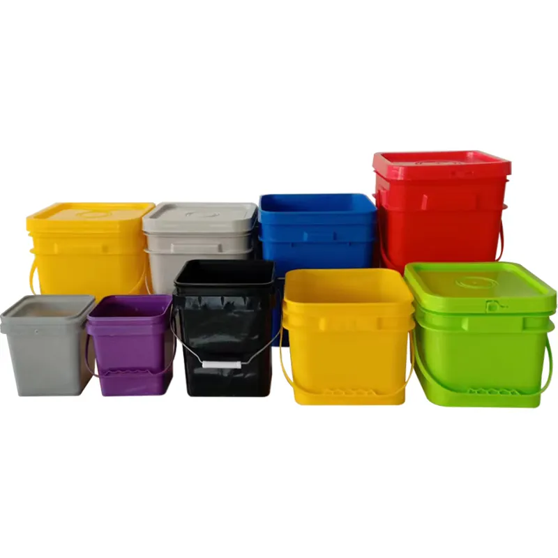 Custom 1l 2l Vierkante Plastic Emmer 20l Container Voor Voedselverpakking Met Deksel Fabriek Groothandel