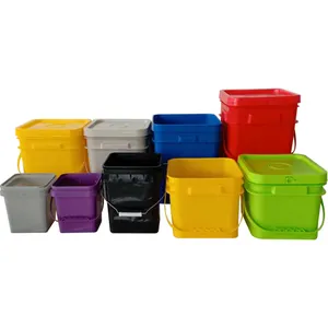 Custom 1L 2L Square Plastic Bucket 20L Container For Food Packing With Lid Factory Wholesale