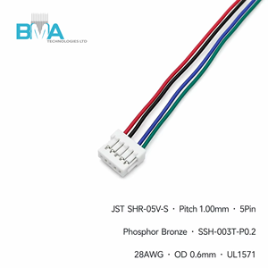 Konektor 5Pin Pitch 1.0mm Kabel Berlapis Timah UL1571 28AWG 64mm 5-Core untuk Perakitan PCB & Perangkat Kecil - Product Image 3