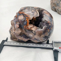 Vente en gros de crânes de cristal d'agate de fleur bleue précieuse de haute qualité crânes de cristal envies de guérison