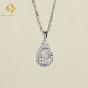 Collar de Moissanita con Incrustaciones de Diamantes de Imitación, Corte Pera, Joyería de Plata de Ley 925 - Product Image 2