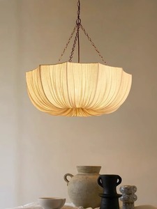 French Retro Fabric Designer Pendant Lamp American Living <strong>Room</strong> Bedroom <strong>Dining</strong> <strong>Room</strong> High-end Chandelier <strong>Lighting</strong> <strong>Fixtures</strong> - Product Image 2