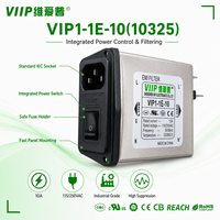 VIIP VIP1-1E-10 10325 Filtre de puissance EMI pour prise IEC 10A 115/250VAC, module de commutation à double fusible 3-en-1, filtre EMC à fuite ultra-faible
