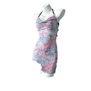 Vestido de Playa Ajustado con Estampado Floral, Cuello Halter Cruzado, Poliéster Elástico, Traje de Baño para Mujer 090 - Product Image 2