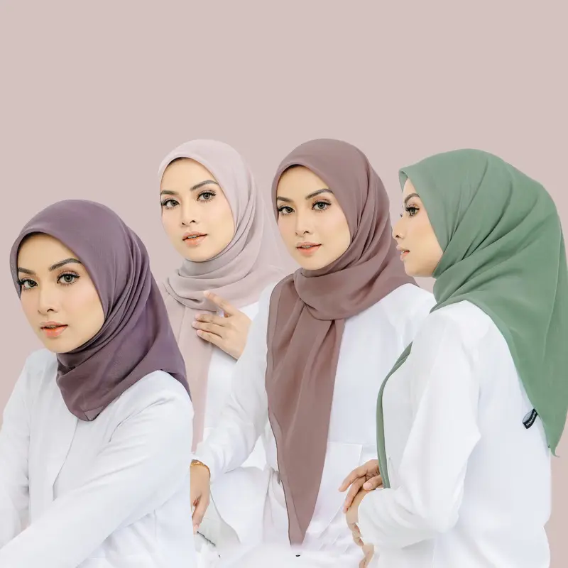 스퀘어 스카프 110*110 말레이시아 광장 Hijab 쉬폰 인스턴트 쉬폰 Hijab 진주 쉬폰 Hijab 민족 스카프 & Shawls