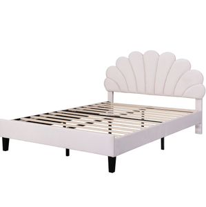 Soft Style Flower Pattern Velvet Upholstered <b>Platform</b> <b>Bed</b> <b>with</b> <b>Storage</b> Headboard Bedroom Furniture for Living Room - Product Image 5