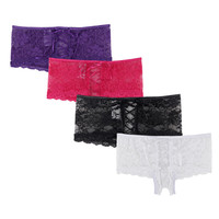 En Stock sous-vêtements lingerie prix de gros grande taille Floral Sexy dentelle femme ouvert entrejambe culotte Transparent