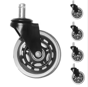 Roues <span class=keywords><strong>de</strong></span> chaise <span class=keywords><strong>de</strong></span> bureau universelles souples et sûres Matériau PU Frein Remplacement Roue à rouleaux <span class=keywords><strong>en</strong></span> <span class=keywords><strong>caoutchouc</strong></span> Roulette pivotante Quincaillerie pour meubles - Product Image 1