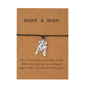 RINHOO Pulsera de la Amistad con Dijes de Perros Dachshund de Dibujos Animados en Color Plata, con Tarjeta de Deseos y Cuerda, el Mejor Regalo de Joyería - Product Image 4