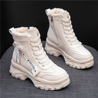 Bottes de combat unisexes en PU avec logo personnalisé, fourrure épaisse, imperméables, légères, plateforme, style 2022, pour l'hiver