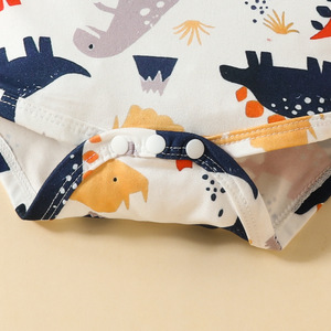 2024 nouveau-né bébé garçon vêtements ensembles à manches courtes dessin animé dinosaure chemise barboteuse jarretelle Shorts 2 pièces bébé vêtements d'été - Product Image 5