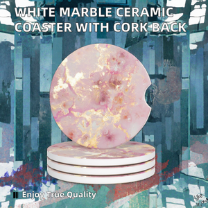 Posavasos Redondo de Cerámica de 4.25 Pulgadas con Diseño de Mármol, Superficie con Impresión UV Ecológica, Grosor de 8MM y Base de Corcho - Product Image 2