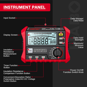 Habotest HT5205 Isolationswiderstands- und Durchgangsprüfer, Steckdosenprüfer und Isolationsmessgerät, Digitaler Isolationswiderstandstester - Product Image 6