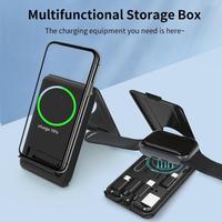 Boîte de charge portable 6 en 1 pour iPhone, câble de charge rapide avec chargeur de montre, support de téléphone sans fil