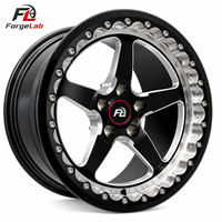 Jantes Beadlock Forgées Noires Personnalisées ForgeLab en 2 Pièces 5x120 5x114.3 17 18 Style 5*5 pour Drag Racing, Mustang, Corvette C5 C6
