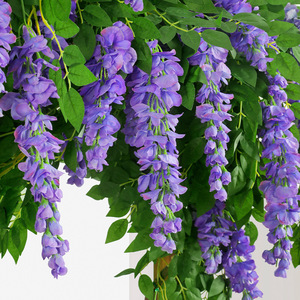 <span class=keywords><strong>Fleurs</strong></span> artificielles de glycine en soie et plastique, fausse guirlande suspendue, style rustique naturel pour mariages et extérieur - Product Image 3