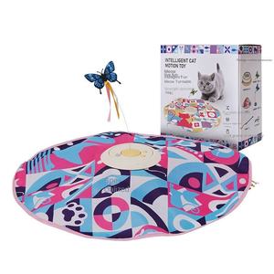 Tapis interactif intelligent pour chat avec papillon tournant, tapis de jeu électronique à mouvement pour chats d'intérieur, jouet d'exercice pour animaux de compagnie rechargeable par USB - Product Image 1