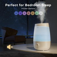 Humidificateur Électrique Ultrasonique à Brume Fraîche 2,5L Grande Capacité avec Lumière d'Ambiance pour Chambre, Chambre de Bébé, Hôtel, en Plastique, Garantie 1 An