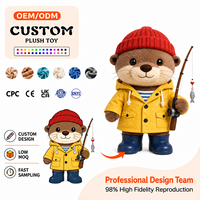 Peluche personnalisée professionnelle : Pêcheur en peluche, poupée animale douce, mascotte brodée pour marque