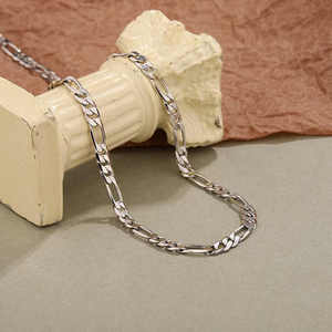 925แฮนด์เมดเงินสเตอร์ลิง3 + 1 Figaro Link Chain เครื่องประดับแฟชั่นคุณภาพสูงสำหรับผู้หญิงกำไลงานแต่งสร้อยคอของขวัญ - Product Image 1