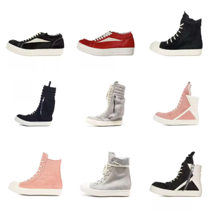 Chaussures de luxe de créateur style RO Owens en cuir véritable et crin de cheval, à lacets, nouvelles, montantes, motif triangle inversé, ambiance tendance, décontractées pour couple - Product Image 6