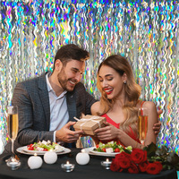 Rideau de pluie ondulé en feuille de franges laser courbées, uni et tendance, pour la décoration de fête d'anniversaire