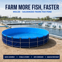 Bassin à poissons rectangulaire WOLIZE avec cadre galvanisé et revêtement en PVC, modulaire, à assembler par boulons, pour aquaculture, pisciculture, aménagement paysager, CE ISO