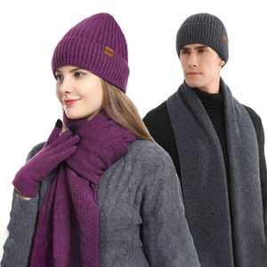 Chapeaux d'hiver pour hommes, écharpe pour hommes avec gants à écran tactile, écharpes longues et chaudes, ensemble <span class=keywords><strong>bonnet</strong></span> et gants avec casquettes tête de mort, vente en gros - Product Image 4