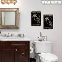 Pancarte Métallique Vintage Drôle « Your Butt Napkins My Lord » avec Squelette et Papier Toilette, Décoration Murale Gothique pour Salle de Bain