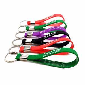 Customization Wristband With <b>Keyring</b> Silicone Design Your Own Rubber Keychain for Gifts - Product Image 3