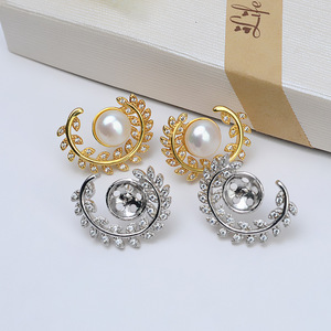 Accesorios para Aretes de Plata S925, JG5337, Estilo Borla, Versión Coreana, Soporte para Perlas de 10-11 mm, Perlas Sueltas para Aretes - Product Image 1