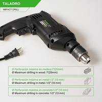 Perceuse à percussion mini Fumetax 750W, réversible, 0-3000 tr/min, mandrin 1/2 pouce, couple réglable, 275 in-lb, impact, garantie 2 ans, bois, métal