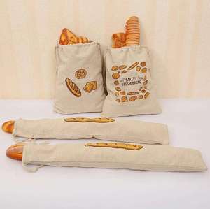 Bolsas de Pan de Lino Natural Personalizadas al por Mayor, Sin Blanquear y Reutilizables, Contenedor de Almacenamiento de Pan con Cordón - Product Image 3