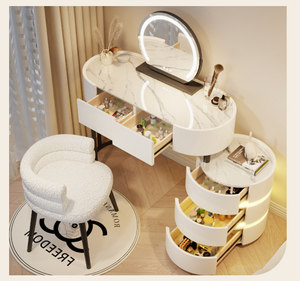 Popular Tocador Estilo Princesa Crema, Lujo Ligero Nórdico, Moderno Minimalista para Dormitorio, con Tapa <span class=keywords><strong>de</strong></span> Roca, para Maquillaje en Espacios Pequeños - Product Image 3