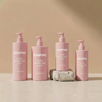 Bouteille en plastique PET cylindrique rose avec revêtement doux au toucher, 200 ml, 250 ml, 300 ml, 400 ml, 500 ml, vide, pour cosmétiques, lotion, shampoing