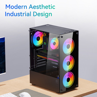 Boîtier PC ATX Mid Tower Snowman Gaming avec panneau latéral en verre trempé en alliage d'aluminium, ports USB, système de protection contre la poussière